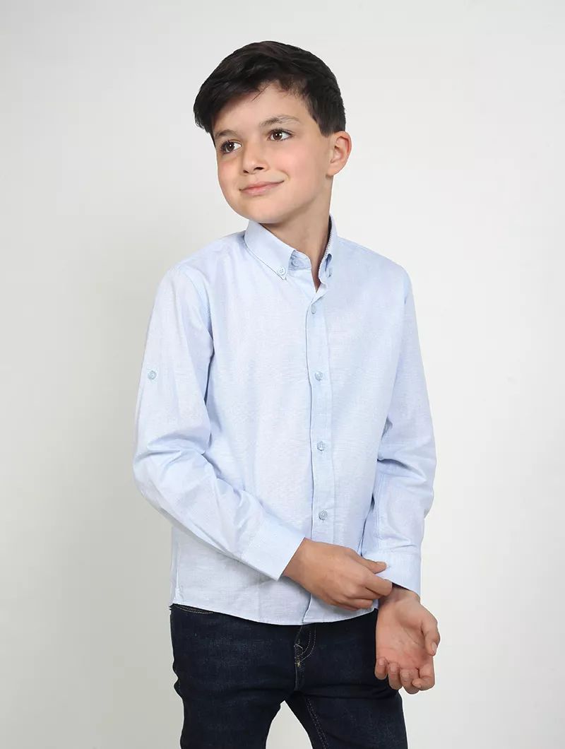 Chemise unie manches longues garçon